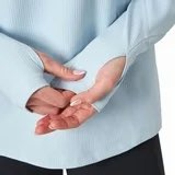 Mondetta LightBlue Long Sleeve QuarterZip Athletic Top with Thumbholes Women's L - Picture 8 of 9